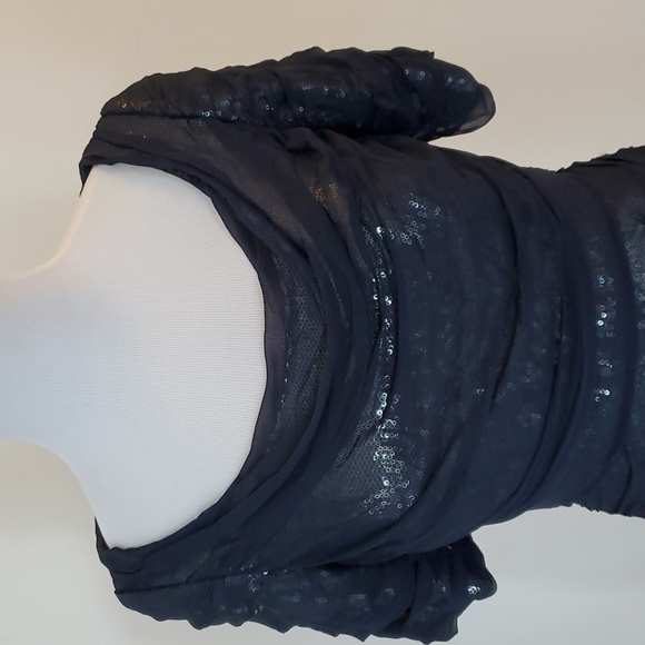 Tadashi Shoji Blue Sequin Net Dress Cocktail Gown - Size 4 - Picture 4 of 14